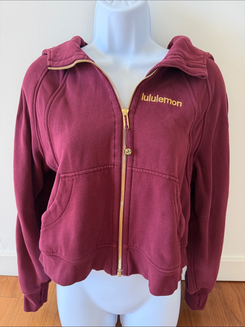 Lululemon athletica half-zip Scuba sweatshirt with gold accents
